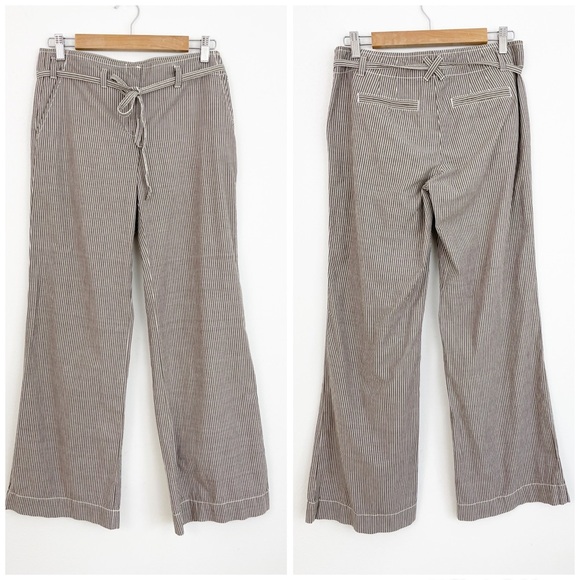 J. Crew 100% Cotton City Fit Wide Leg Railroad Stripe Pants Size 4 - Picture 1 of 13